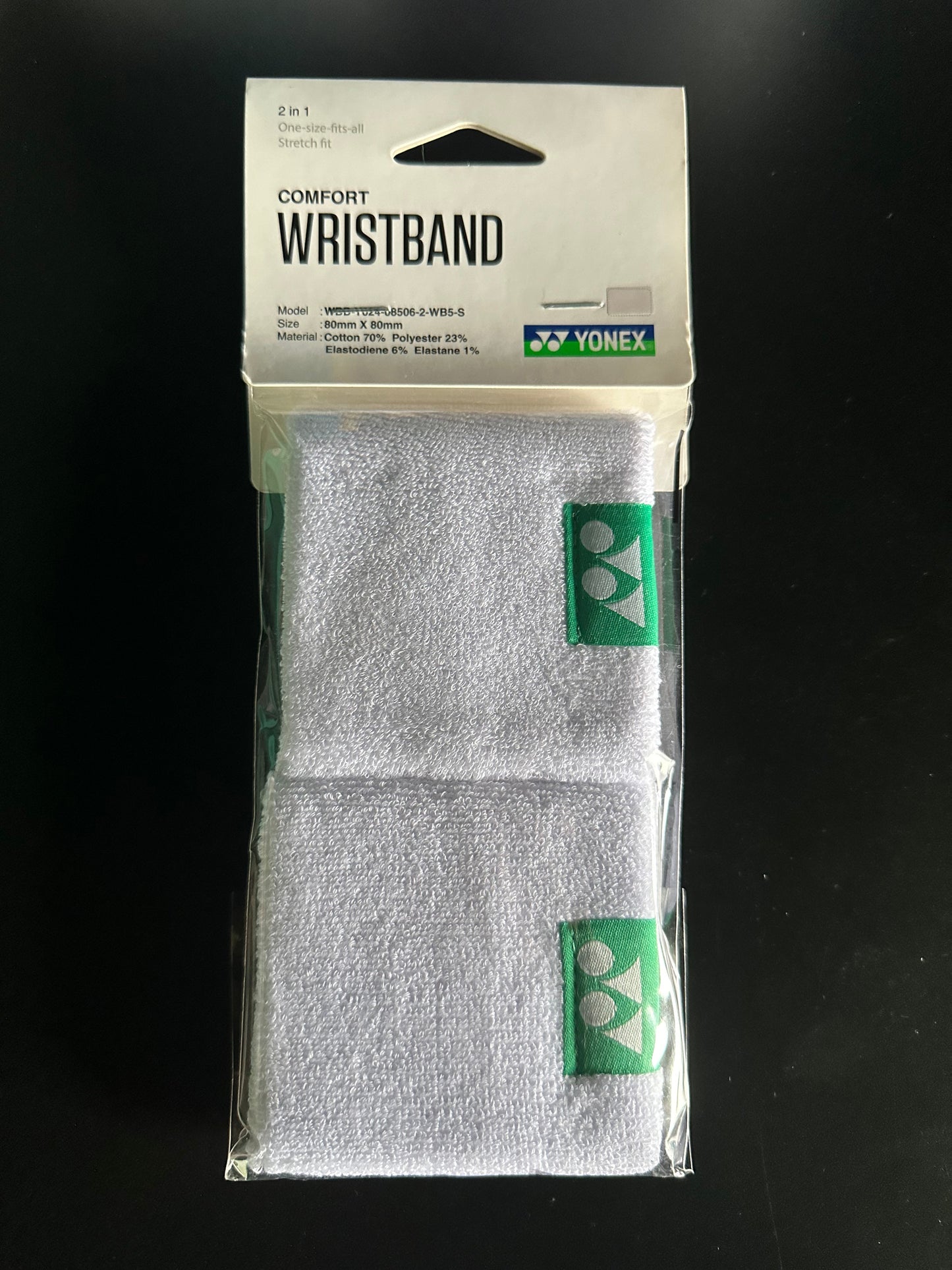 Yonex Comfort Wrist Band (2in1) (8x8cm) (White)