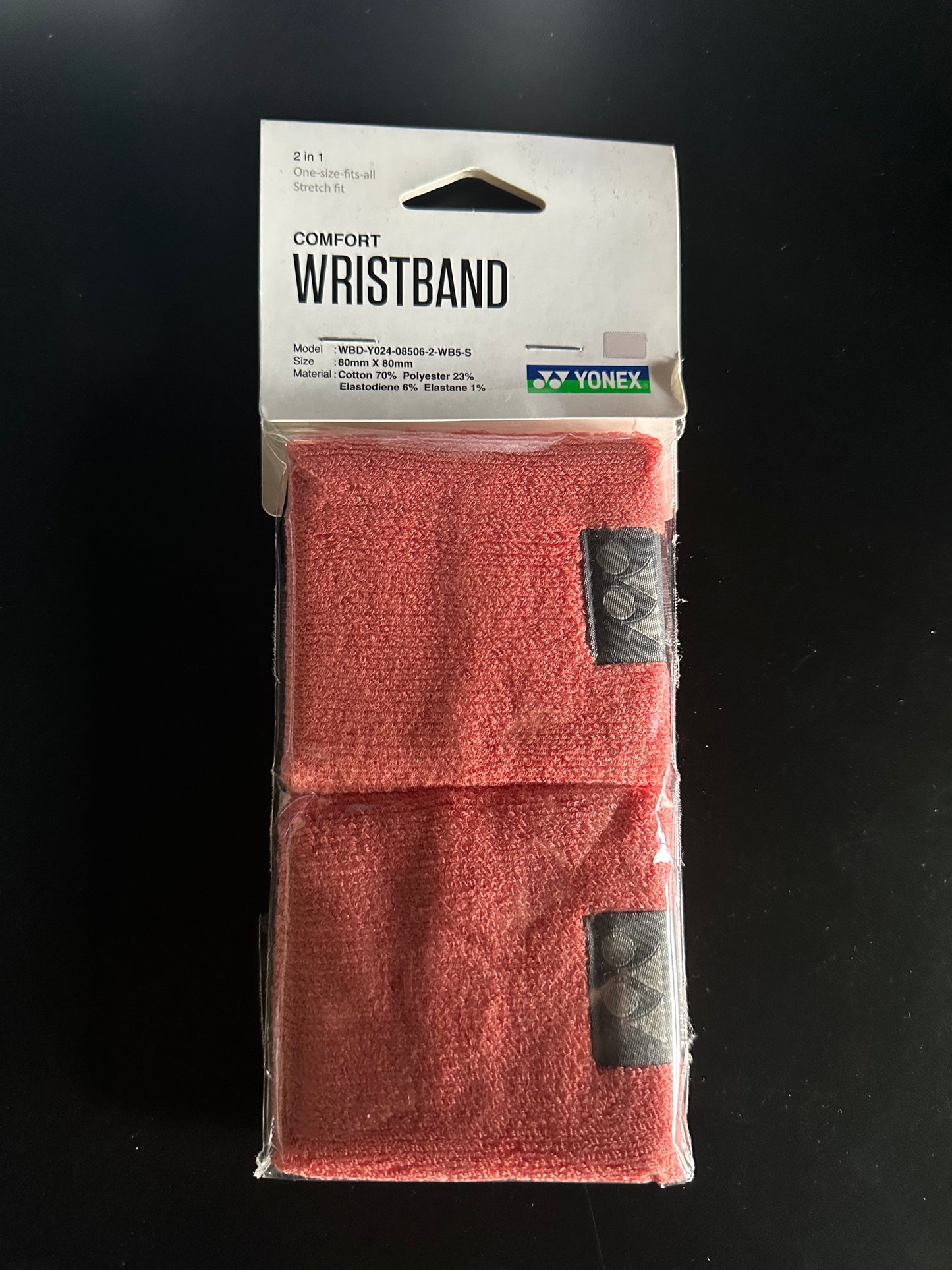 Yonex Comfort Wrist Band (2in1) (8x8cm) (Coral Red)