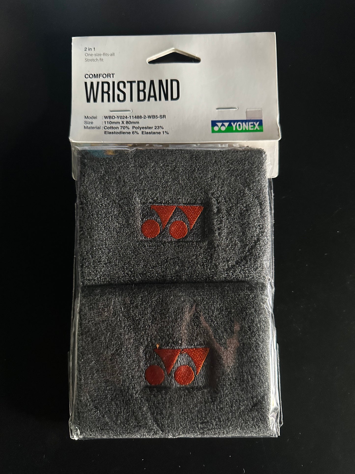 Yonex Comfort Wrist Band (2in1) (11x8cm) (Gray/Orange)